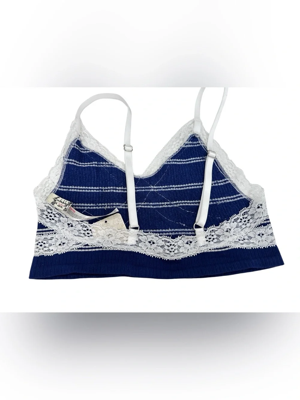 NWT Free People Gigi Seamless Striped Bralette in Blue Depths Combo